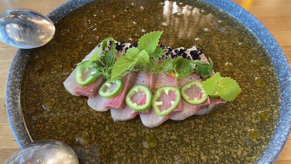 Yellowtail sashimi at Fukuoka Sushi Houston TX